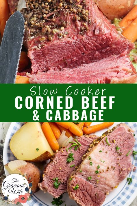 Easy Slow Cooker Corned Beef and Cabbage creates tender, fall-apart beef and warm, flavorful veggies and potatoes, all in this simple Crock Pot recipe. Seriously, the best corned beef ever! Corned Beef Recipes Crock Pot, Corned Beef Recipes Slow Cooker, Corned Beef And Cabbage Recipe, Beef And Cabbage Recipe, Crock Pot Corned Beef, Slow Cooker Corned Beef, Corn Beef, Corned Beef And Cabbage, Corned Beef Brisket