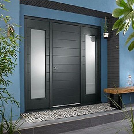 Vestibule Entrance, Grey Front Door, Front Doors Uk, External Front Doors, Grey Front Doors, Black Front Door, Composite Front Door, Modern Exterior Doors, Contemporary Front Doors