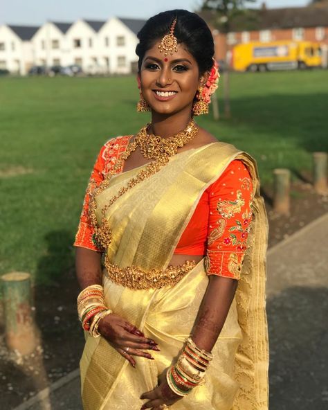 The absolutely Beautiful Venthusa all dolled up for her Hindu wedding today 😍Saree @casipillaidesignercollection ❤️ #bride #wedding #hinduwedding #stunning #flowers#london#jewelry#makeup #makeuptutorial #makeupartist #bouquet #flowers #roses#saree#love#beautiful #tamil#mua Skin Tone Dress, Hindu Women, Black Photoshoot, Kerala Wedding Saree, He Looks At Her, Photo Of A Woman, London Jewelry, Silk Saree Blouse Designs Patterns, Flowers London