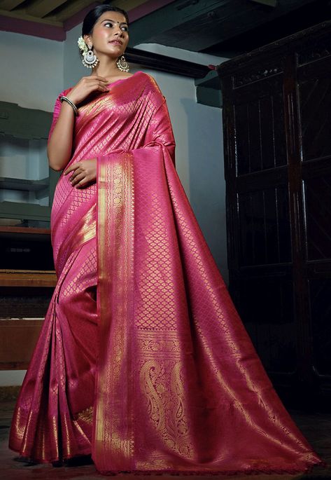 Saree For Wedding Function, Rani Pink, Cotton Sarees Online, Designer Silk Sarees, Indian Sarees Online, Choli Designs, Designer Sarees Online, Bridal Lehenga Choli, Art Silk Sarees