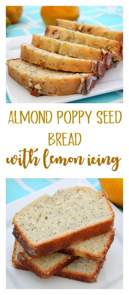 Almond poppy seed bread with a delicious lemon glaze and crunchy almonds on top. This recipe makes 2 loaves; one for you and one for a friend! Homemade Preworkout, Almond Poppyseed Bread, Almond Poppy Seed Bread, Almond Poppyseed, Seeded Bread Recipes, Poppy Seed Bread, Almond Bread, Pumpkin Chocolate Chip Muffins, Seed Bread