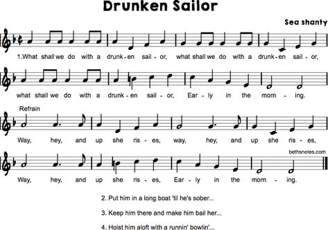 Drunken Sailor Ocarina Tabs, Drunken Sailor, Ocarina Music, Easy Sheet Music, Trumpet Sheet Music, Sea Shanties, Flute Sheet Music, Band Stuff, Piano Sheet