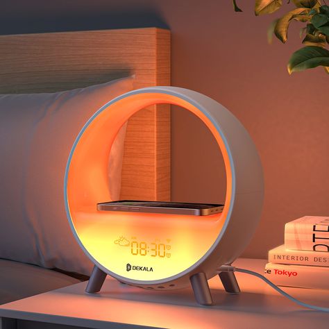 PRICES MAY VARY. CREAT YOUR OWN WAKE-UP MODE ---> You can adjust the noise, volume, lights color and brightness from APP and personalize a healthy sleep-wake routine. The Arches Sunrise Alarm Clock with snooze is gentle and peaceful to help your body wake up more gradually. GET MORE DEEP SLEEP---> This smart alarm clock provides 8 soothing sounds for sleeping, white noise, brown noise, fan, waves, frog, lullaby and light music to help block disruptive environmental noises so you can fall asleep Ambient Lamp, Cool Bedroom Accessories, Sunrise Alarm, White Noise Sound, Sunrise Alarm Clock, Noise Machine, White Noise Machine, Sound Machine, Light Music