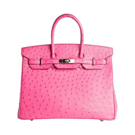 HERMES BIRKIN BAG 35CM OSTRICH LEATHER PINK FUSCHIA JaneFinds | From a collection of rare vintage top handle bags at https://www.1stdibs.com/fashion/handbags-purses-bags/top-handle-bags/ Hermes Birkin Bag 25, Hermes Birkin Ostrich, Hermes Birkin Bag 35cm, Hermes Birkin Bag, Ostrich Bag, Hermes Birkin Handbags, Birkin Handbags, Hermes Accessories, Jane Birkin