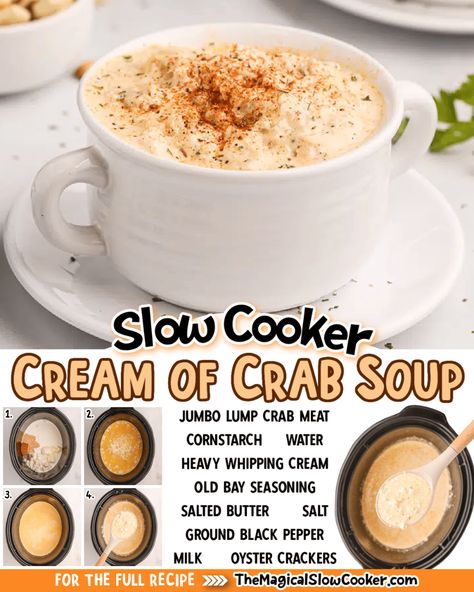 Maryland Cream Of Crab Soup Recipe, Cream Of Crab Soup Recipe, Creamy Crab Soup, Cream Of Crab, Sunday Soup, Maryland Crab Soup, Crab Soup Recipes, Homemade Crab Cakes, Jumbo Lump Crab