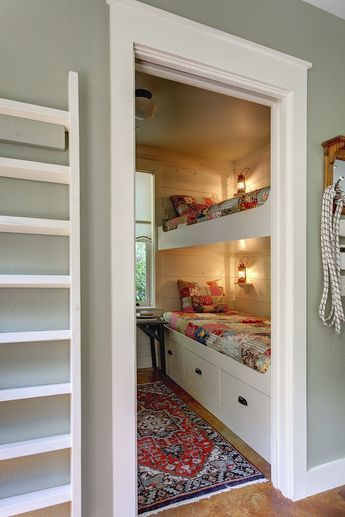 7 Tiny Bonus Room Ideas Bunk Bed By Window, Bunk Nook, Storage Bunk Beds, Cozy Vacation, Room For Guests, Bed Idea, Bunk Rooms, Large Window, Kids Bunk Beds