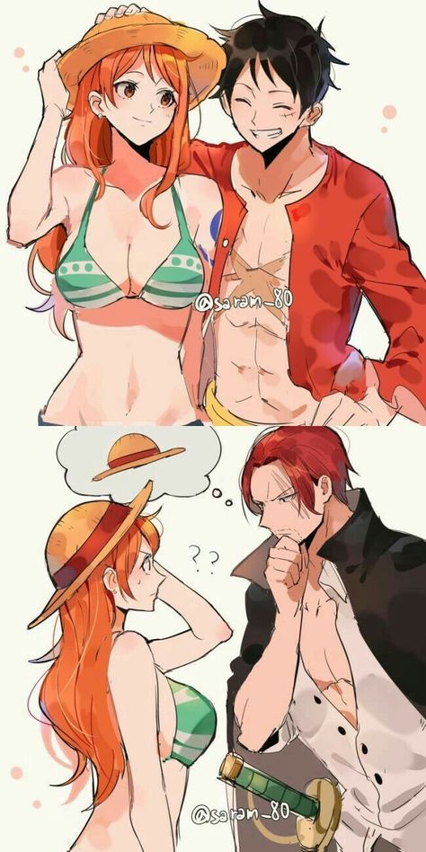 Luffy Shanks, Female Anime Characters, Luffy Nami, Straw Hat Pirates, Luffy X Nami, One Piece Photos, One Piece Cartoon, One Piece Crew, One Piece Ace