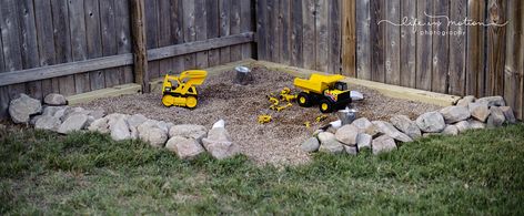 Backyard Digging Area, Kids Construction Site Play Area, Backyard Digging Area For Kids, Kids Digging Area Outdoor Play, Outdoor Digging Area For Kids, Kids Dirt Play Area, Construction Play Area, Kids Garden Play Area, Kids Play Yard