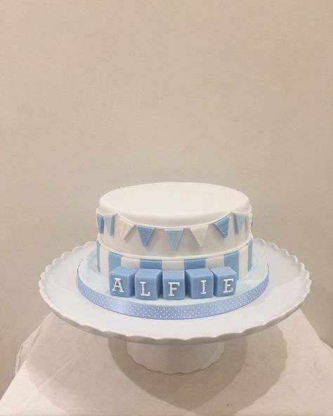 Blue And White 1st Birthday Cake, Blue White First Birthday, Blue Gingham Smash Cake, Blue And White Smash Cake, Gingham Cake, Light Blue Smash Cake, Baby Boys First Birthday, Boys First Birthday Cake, Blue Birthday Cakes