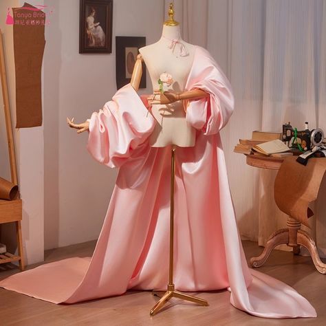 Pink Satin Long Evening Cape With Sleeves A Line Long Jacket Unique Party Elegant Bolero Wraps Accessories - AliExpress 320 Wrap Dress Accessories, Elegant Bolero, Cape With Sleeves, Gala Events, Long Jacket, Pink Satin, A Train, Dress Accessories, Pretty Outfits