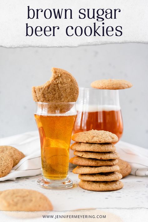 Beer Butter Cookies, Beer Cookies Recipes, Beer Dessert Recipes, Octoberfest Cookies, Alcohol Cookies, Beer Desserts, Root Beer Cookies, Beer Dessert, Cookies Soft And Chewy