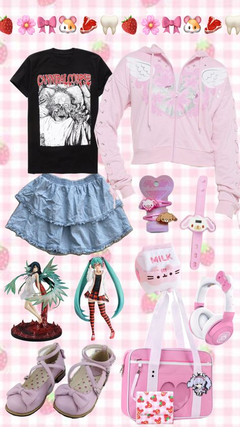 Cutecore Outfit Layout, Kawaii Fits, Cutecore Outfit, Cutecore Clothes, Creepy Clothes, Cute Kawaii Outfits, Kawaii Outfit Ideas, Kawaii Outfit, Outfit Layout