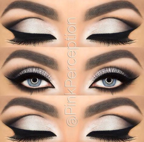 Black And White Eye Makeup, Eye Makeup Prom, White Eye Makeup, Scene Makeup, Makeup Secret, Eye Makeup Steps, Pinterest Makeup, Beautiful Eye Makeup, Makijaż Smokey Eye