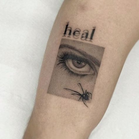 Women Realism Tattoo, Faded Tattoo Style, Womens Eye Tattoo, Illusion Tattoo Men, Jaw Line Tattoo, Perspective Tattoo Illusions, Hole Tattoo, Perspective Tattoos, Illusion Tattoo