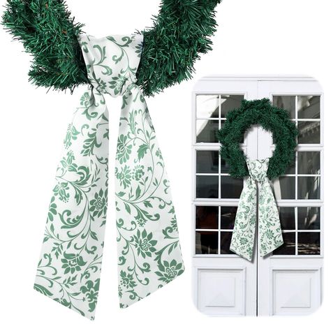 PRICES MAY VARY. Flexible Seasonal Decor: this beautiful sash for wreath front door, made from sturdy polyester, is ideal for many seasons, with its adaptable floral color, it effortlessly fits into your holiday decoration, ceremony decorations, or daily use, fit for windows, doors, tables and other places, transform your wreath into a gorgeous piece of home decoration, please note that the product does not include a wreath Proper Sizing for Wreath: no more struggling to find the right size sash Sash For Wreath, Living Room Wreath, Wreath Sash, Wreath Embroidery, Satin Sash, Wreath Decoration, Housewarming Present, Monogram Wreath, Embroidery Monogram