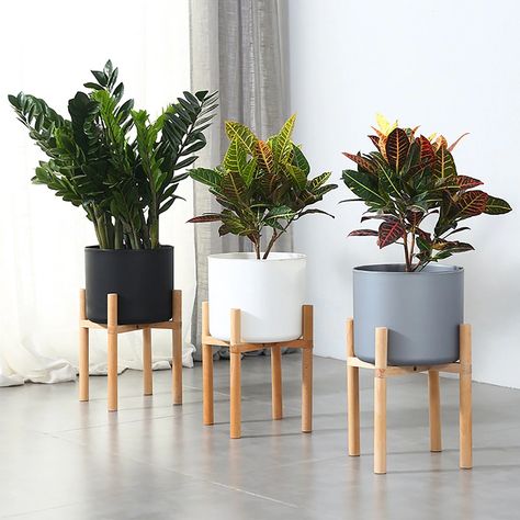 Mid Century 28cm Indoor Plant Flower Pot Planter Stand Assembly Beech Wood Holder Wooden Floor Potted Rack for Home Office Decor-in Flower Pots & Planters from Home & Garden on Aliexpress.com | Alibaba Group Christmas Planter, Wooden Plant Pots, Holiday Planter, Tanaman Indoor, Interior Boho, Winter Planter, Stand Tv, Support Pour Plante, نباتات منزلية