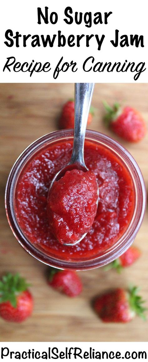 Sugar Free Strawberry Jam Recipe Low Sugar Strawberry Jam Recipe, Sugar Free Jam Recipes, Sugar Free Strawberry Jam, Easy Strawberry Jam, Canning Jam Recipes, Low Sugar Jam, Sugar Free Jam, Strawberry Jam Recipe, Canning Jam