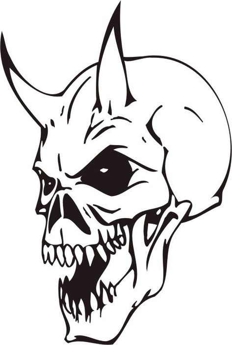 Skulls Drawing Sketches, Skull Drawing Sketches, Cool Skull Drawings, Skull Drawings, Evil Skull Tattoo, Skull Stencil, Skull Sketch, Skull Coloring Pages, Tattoo Outline Drawing