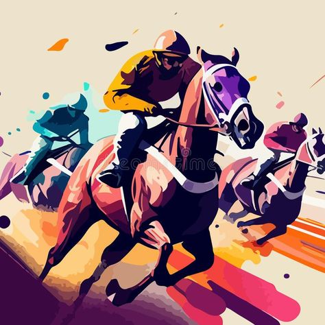 Drawing of a horse racing competition, the rider strives for victory. For your design stock photo Horse Racing Art, Horse Racing Illustration, Drawing Of A Horse, Horses Racing, Vintage Horse Racing Posters, Race Horse Painting, Horse Race, Photo Design, Sports Design