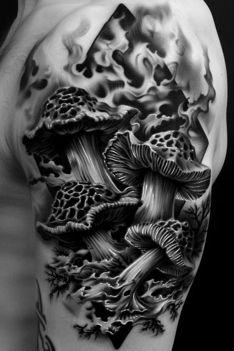 Tattoo idea: tattoo sketch Morel Mushrooms 3d tattoo symbolic symbo Morel Mushroom Tattoo, Tattoo New School, Bubble Tattoo, Mushroom 3d, Tattoo New, Mushroom Tattoo, Morel Mushrooms, Idea Tattoo, Mushroom Tattoos