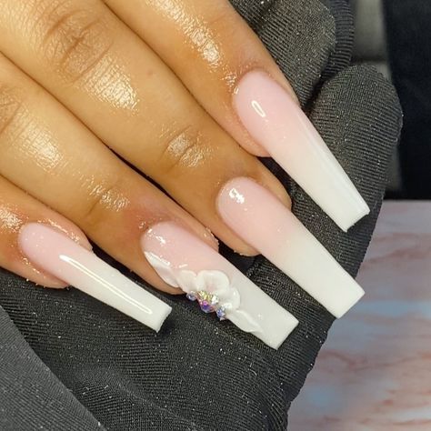 Acrylics Nails, Faded Nails, Baddie Nails, Fully Booked, White Acrylic Nails, Grunge Nails, Nail Candy, Long Acrylic, Bling Acrylic Nails