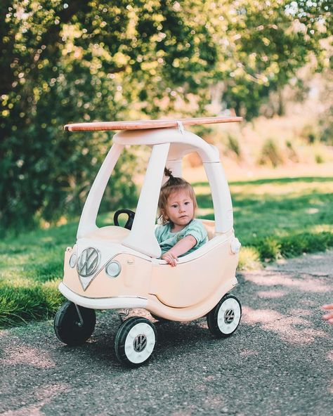 C L A I R E   C R A I G on Instagram: “I got totally inspired by @babybum’s makeover of the Cozy Coupe so I decided to give it a go! Now Juice has his very own VW bus!#vwbus…” Lil Tikes Car Makeover, Vw Little Tikes Car, Diy Little Tikes Car Makeover, Little Tykes Car Makeover Cozy Coupe, Little Tikes Car Makeover, Little Tikes Makeover, Car Makeover, Cozy Coupe Makeover, Hippie Birthday