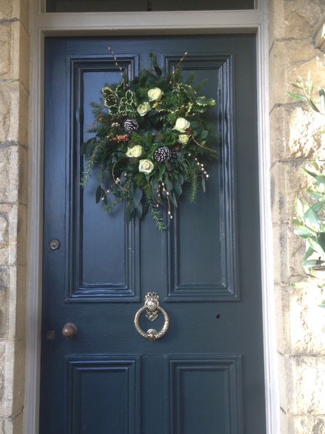 For my front door I loved the chalky black of Farrow & Ball's Off Black. Farrow And Ball Off Black Front Door, Hague Blue Front Door, Blue Front Door Paint Colors, Farrow And Ball Front Door Colours, Front Door Farrow And Ball, Georgian Exterior, Interior Front Door Colors, Entrance Stairs, Front Door Images