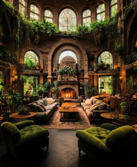 Castle Home Decor, Fantasy Home Interior, Common Room Aesthetic, Fantasy Castle Interior, Castle Living Room, Castle Aesthetic Interior, Rustic Castle, Dream House In The Woods, Castle Interiors