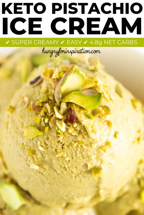 Easy Homemade Keto Pistachio Ice Cream with only 4.8g net carbs per serving! Super easy to make, healthy and 100% low carb. #ketoicecream #lowcarbicecream #pistachiodessert #ketodessert #ketotreat #homemadeicecream Keto Pistachio, Low Carb Ice Cream Recipe, Hazelnut Ice Cream, Desert Dessert, Sugar Free Ice Cream, Pistachio Dessert, Pistachio Recipes, Keto Treats, Low Carb Ice Cream