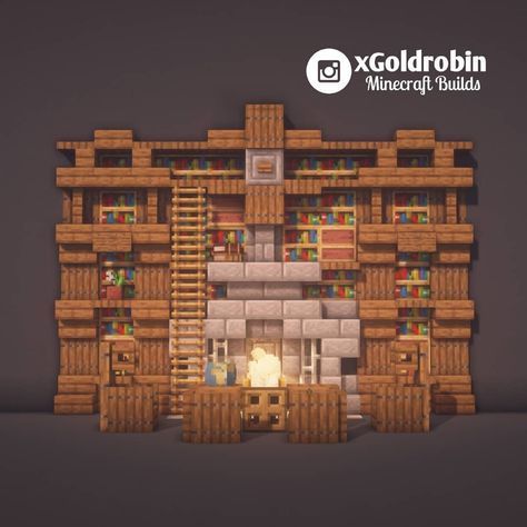 Minecraft Castle Designs Interior, Minecraft Library Interior Design, Cute Minecraft Bookshelf Ideas, Minecraft Interior Library, Minecraft Medieval Fireplace, Minecraft Bookshelf Design, Minecraft Library Ideas Interior, Minecraft Study Room Ideas, Library Design Minecraft