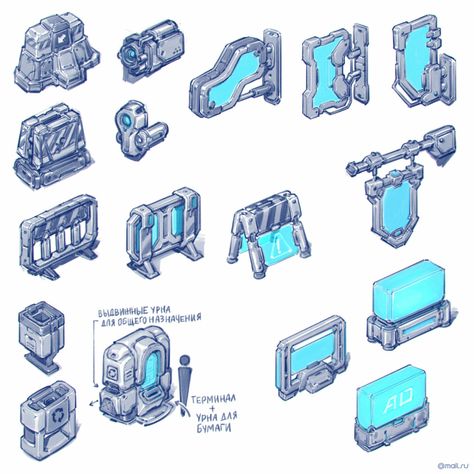 ArtStation - Sci-fi props set draft, Cseel bmg Sci Fi Environment Concept Art, Sci Fi Games, Sci Fi Props, Sci Fi Tech, Spaceship Interior, Props Concept, Environment Props, Sci Fi Design, Sci Fi Environment