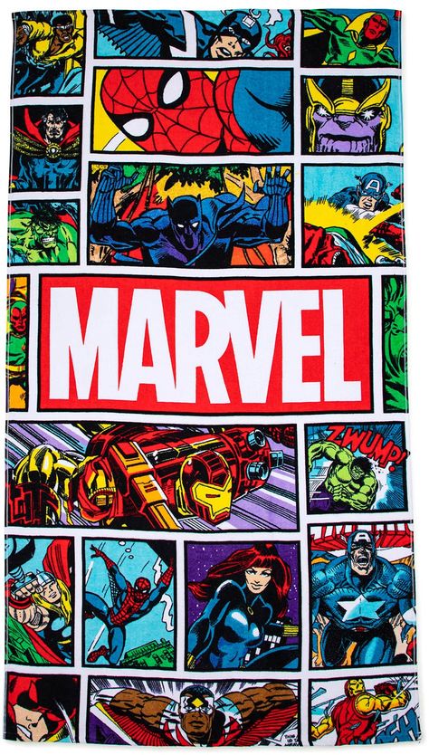 PRICES MAY VARY. Cotton SUPER SOFT & ABSORBENT – Large towel measures 34 x 64 inches. This towel is made from 100% cotton terry ensuring softness while also being the highest quality in drying technology. Breathable fabric allows for absorbency while also being comfortable to touch. FUN DESIGN MAKES FOR A GREAT GIFT - Bring home your favorite Marvel superheroes and villains with this towel. Great for the bath, pool, or beach, your child will love drying off in this beautifully designed towel. EA Marvel Comics Vintage, Black Panthers, Large Bath, Large Beach Towels, Cotton Beach Towel, Pool Beach, Disney Lilo, Amazing Spiderman, Kids Store