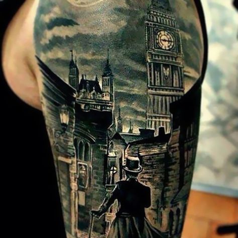 Sherlock Holmes Tattoo: That is ART on an arm, I wish I could draw like that! Jack The Ripper Tattoo, Ripper Tattoo, Sherlock Holmes Tattoo, Sherlock Tattoo, Hunger Games Tattoo, Mockingbird Tattoo, Hobbit Tattoo, Book Inspired Tattoos, Frankenstein Tattoo