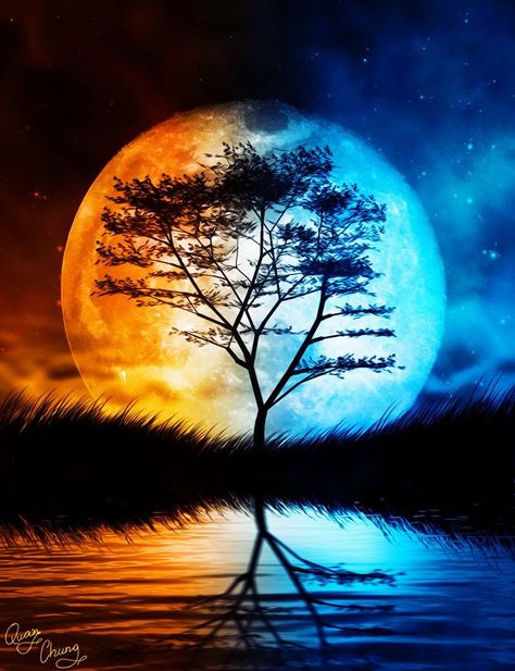 Cer Nocturn, Planets Wallpaper, Moon Pictures, Wallpaper Tumblr, Galaxy Art, Wallpaper Space, Beautiful Moon, Sunset Painting, Beautiful Nature Wallpaper