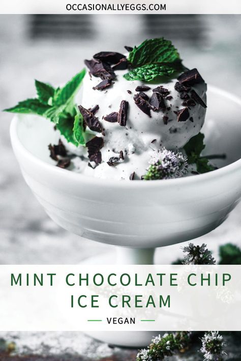 This vegan mint chocolate chip ice cream is made with creamy coconut milk and no strange additives – just 7 healthy ingredients and sweetened with maple syrup. #icecream #dairyfree #vegan #healthyrecipes #mint #chocolate #summer #nobake #nocook #dessert Vegan Popsicles, Mint Chocolate Ice Cream, Vegan Chocolate Recipes, Healthy Chocolate Recipes, Chocolate Recipes Easy, Mint Chocolate Chip Ice Cream, Dairy Free Ice Cream, Mint Chocolate Chip, Ice Cream At Home