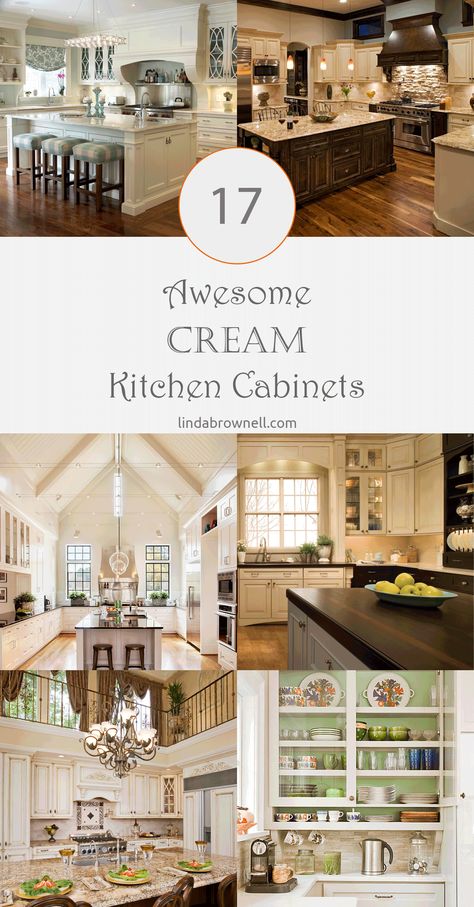 17 Most Fabulous Cream Kitchen Cabinets Designs You Must Know – JimenezPhoto Black And Cream Kitchen, Cream And White Kitchen, Kitchen Cabinets Designs, Cream Kitchen Cabinets, Two Tone Kitchen Cabinets, Cream Cabinets, White Granite Countertops, Cream Kitchen, Black Countertops