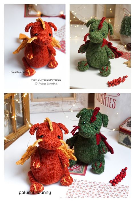 Amigurumi Dragon Free Knitting Pattern Dragon Knitting Pattern, Cutest Amigurumi, Amigurumi Dragon, Animal Knitting, Knitted Stuffed Animals, Kids Knitting, Dog Beanie, Knitted Toys Free Patterns, Animal Knitting Patterns