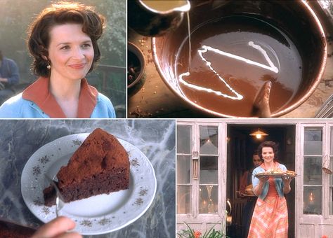 Chocolat movie Chocolat Movie Dinner Party, Chocolat Movie Recipes, Chocolat Movie Aesthetic, Movie Desserts, Neverland Wedding, Autumn Movies, Chocolate Movie, Movie Cake, Cooking Movies