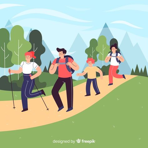 Hand drawn family hiking. Download thousands of free vectors on Freepik, the finder with more than 3 millions free graphic resources People Hiking Illustration, Hiking Drawing, Walking Cartoon, International Family Day, Mountain People, Family Vector, Draw Hands, Silhouette People, Family Hiking