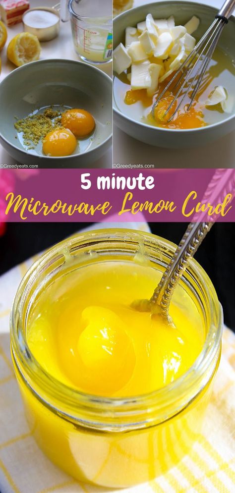 Microwave Lemon Curd, Easy Lemon Curd, Lemon Curd Recipe, Curd Recipe, Lemon Dessert Recipes, Double Boiler, Microwave Recipes, Homemade Jam, Baked Dessert Recipes