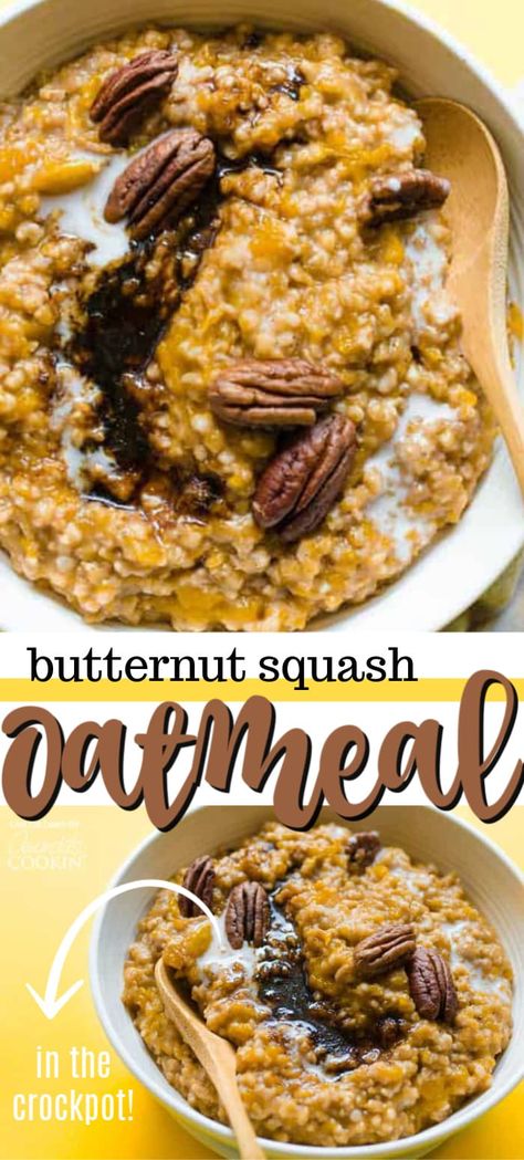 Acorn Squash Oatmeal, Recipes With Winter Squash, Breakfast Butternut Squash, Butternut Squash Breakfast Recipes, Squash Breakfast Recipes, Butternut Squash Oatmeal, Squash Oatmeal, Crockpot Butternut Squash, Butternut Squash Breakfast