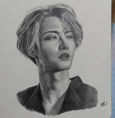 Ateez Drawings Pencil, San Ateez Drawing, Ateez Sketch, Practice Sketching, Ateez Fanart, Cool Doodles, Abstract Art Diy, San Ateez, Anatomy Sketches