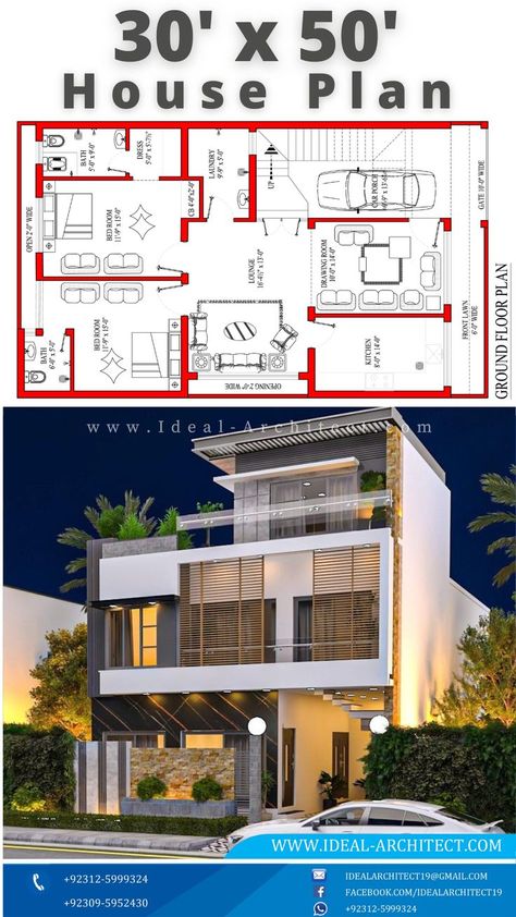 House Plan App, Rectangle House Plans, House Plans 4 Bedroom, House Design 3d, 30x50 House Plans, Basement House Plans, Little House Plans, Rustic House Plans, House Pictures