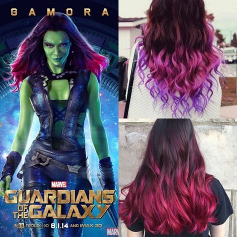 Gamora hair Gamora Hairstyle, Gamora Hair Color, Gamora Hair, Marvel Order, Gamora Costume, Hair Gif, Hair Spring, Fancy Hair, Short Hairdos