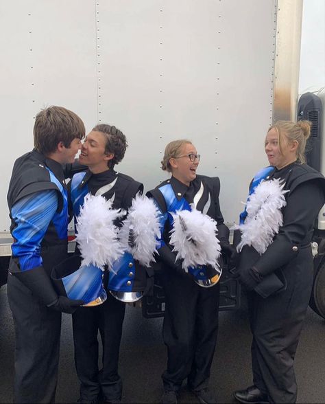 Band And Football Couples, Marching Band Mellophone, Marching Band And Football Couples, Marching Band Crush, Band Camp Aesthetic, Marching Band Hairstyles, Marching Band Couples, Marching Band Aesthetic, Marching Band Pictures