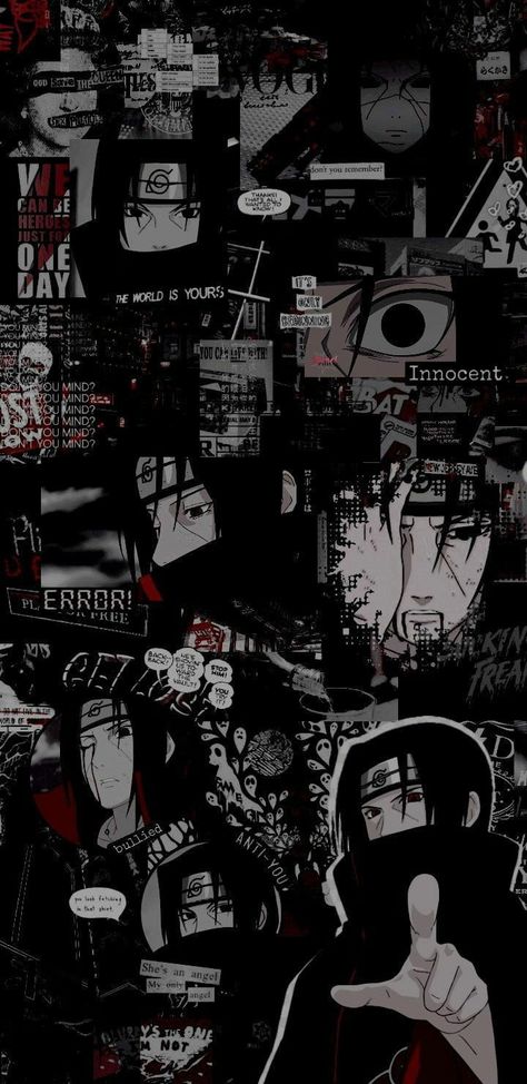 Itachi Uchiha, Naruto, Wallpapers, Black And White, Collage, Wall, Anime, White, Black