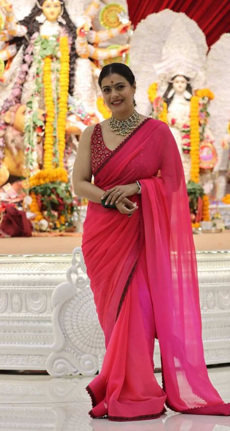 Sumona Chakravarti, Kajol Saree, Punit Balana, Durga Pooja, Bollywood Designer Sarees, Simple Sarees, Indian Fashion Saree, Party Wear Lehenga, Dress Indian Style