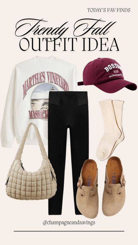 Women's fashion birkenstock clog outfit idea with grey sweatshirt, hobo style women's bag, black leggings, crew socks, and burgundy baseball cap Birkenstock And Leggings Outfit, Clogs With Leggings Outfit, Outfits With Black Clogs, Birkenstock Outfits Women, Clogs And Leggings Outfit, Clogs Outfit Black, Clog Outfits Women, Birkenstock Clogs Outfit Leggings, Birks Clogs Outfit