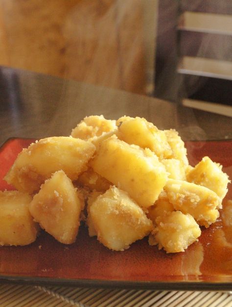 Kofuki Imo (Japanese Salty Sweet Powdered Potatoes) - Tara's Multicultural Table Boiled Potatoes, Cooking Method, Sweet And Salty, Soy Sauce, Side Dishes, Pineapple, Sauce, Butter, Fruit