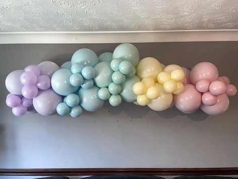 Pastel Color Balloon Garland, Pastel Rainbow Balloon Garland, Mini Balloon Arch, Balloon Arch Pastel, Pastel Birthday Party Decorations, Pastel Rainbow Balloon Arch, Pastel Rainbow Balloons, Pastel Balloon Arch, Mini Balloon Garland